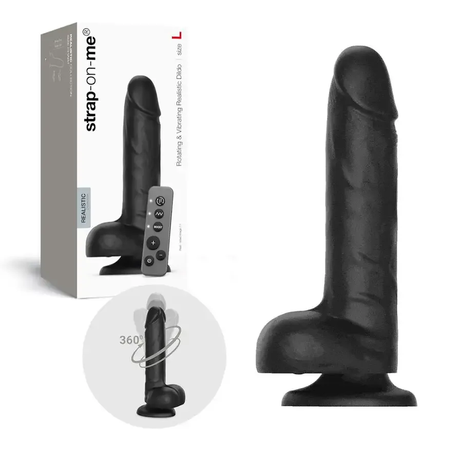 Фаллоимитатор с вибрацией и ротацией Strap-On-Me Rotating & Vibrating Realistic Dildo - L - Black Львов - изображение 1