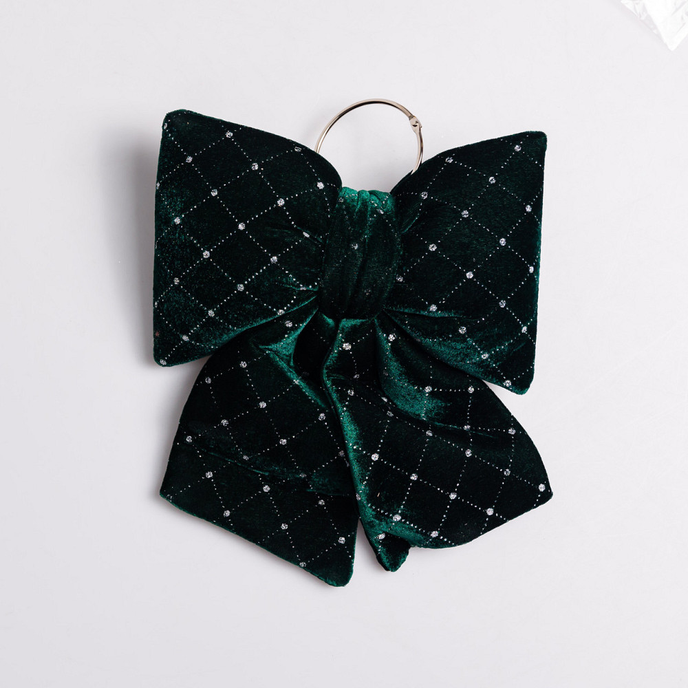 Зелений бархатний бант для декору ялинки зі стразами Київ - фото 1