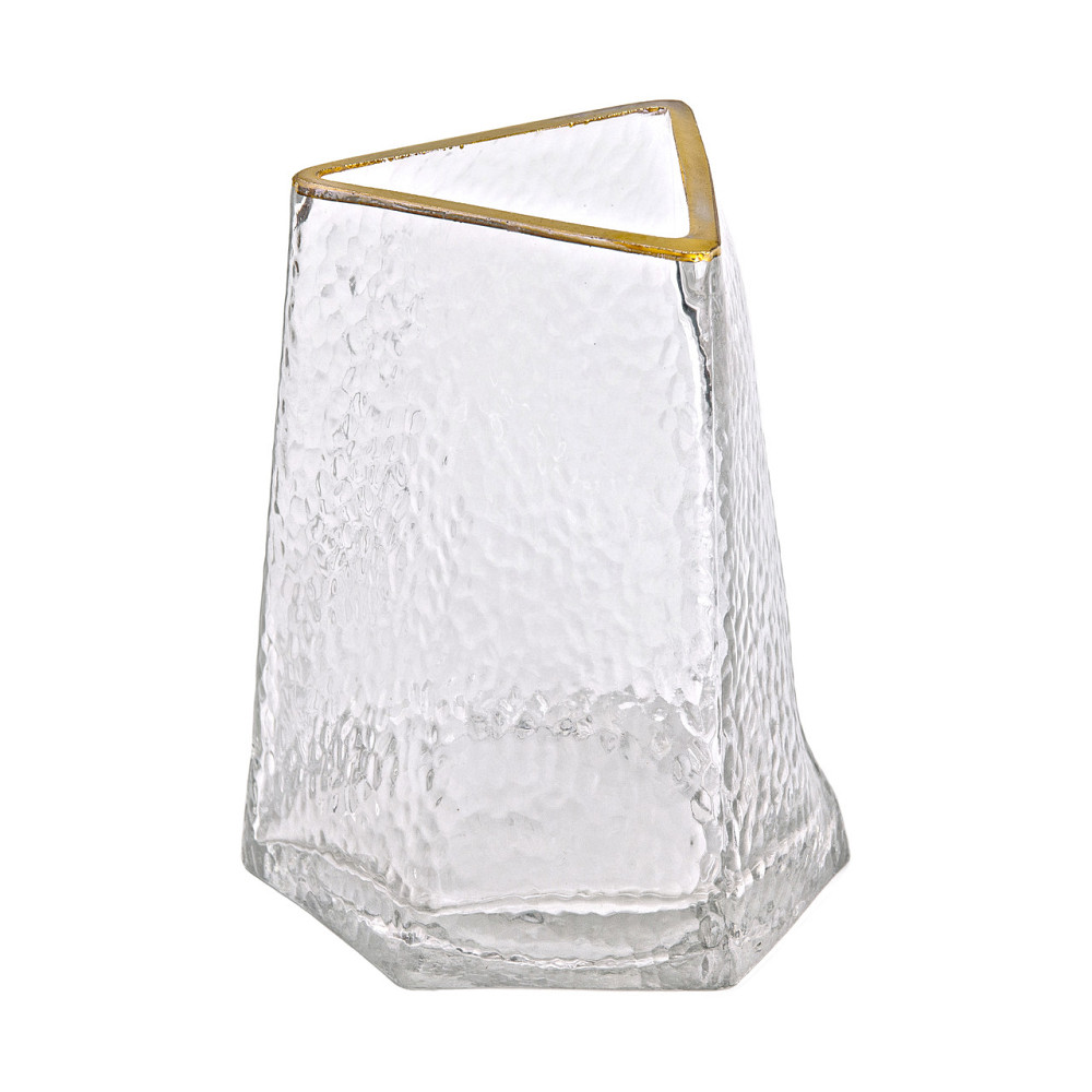 Скляна ваза для квітів, декоративний трикутник із золотою облямівкою, 16 см HP-1709 Коломия - фото 3