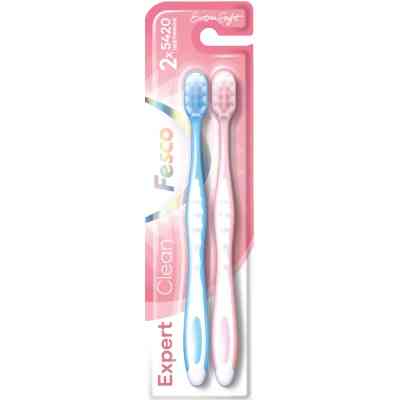 Зубна щітка Fesco Expert Clean Extra Soft Блакитна 1 шт. + Рожева 1 шт. (4820204702311) Вінниця