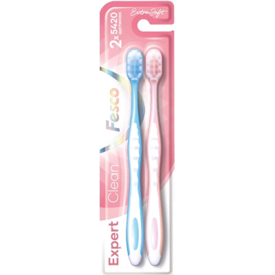 Зубная щетка Fesco Expert Clean Extra Soft Голубая 1 шт. + Розовая 1 шт. (4820204702311) Винница - изображение 1