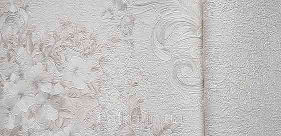 Шпалери вінілові на флізеліні AdaWall Signature1.06х10 квіти гілки листя структурне біле бежеві 3д Київ