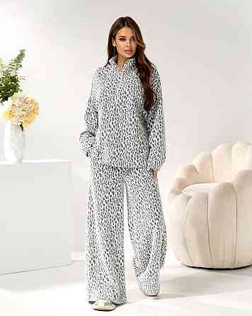 Женский стильный теплый принтованный костюм, альпака принт Одесса