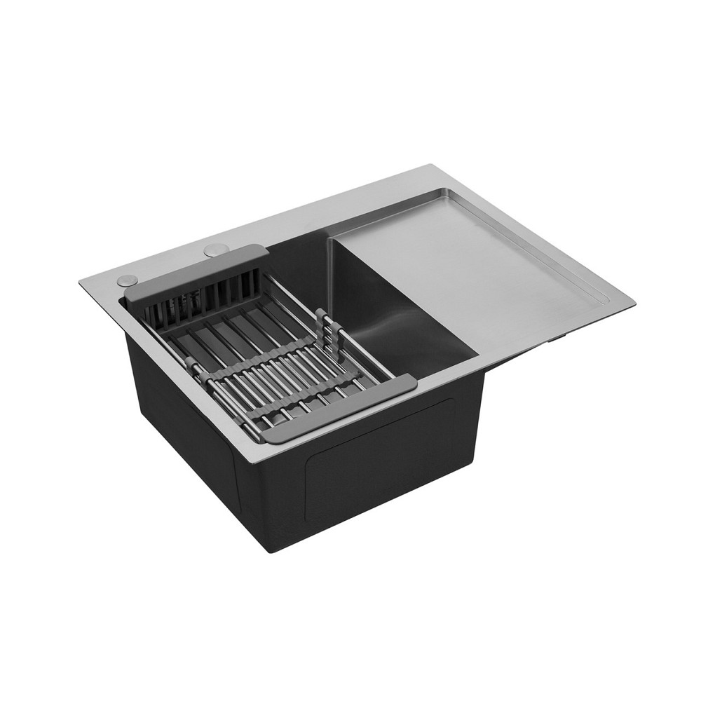 Кухонная мойка с нержавеющей стали Kroner KRP Gebürstet - 6350LHM (3/1 мм) Киев - изображение 4