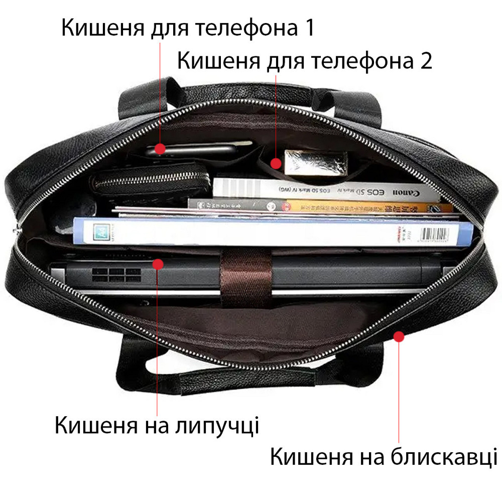 Сумка чоловіча Vintage 14678 для ноутбука Чорна Київ - фото 14