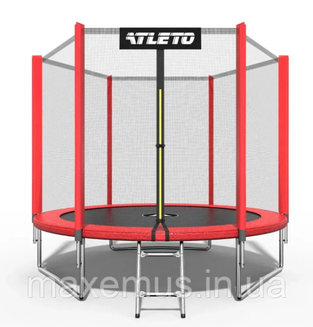 Батут детский 252 см с защитной сеткой и лестницей батут для детей красный Мостиська - фото 2