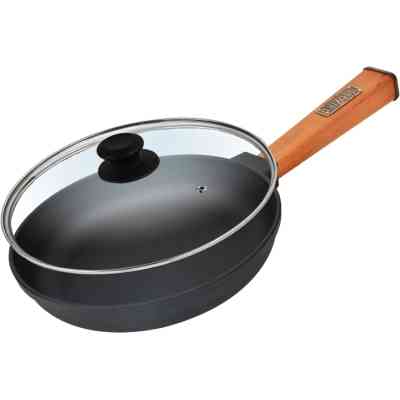 Сковорода Brizoll Optima чавунна з ручкою та скляною кришкою 240х40 мм (O2440-P-C) Винница