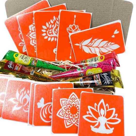 Набір кольорової хни з трафаретами для біо-тату №4 color-henna-set-04 Вінниця