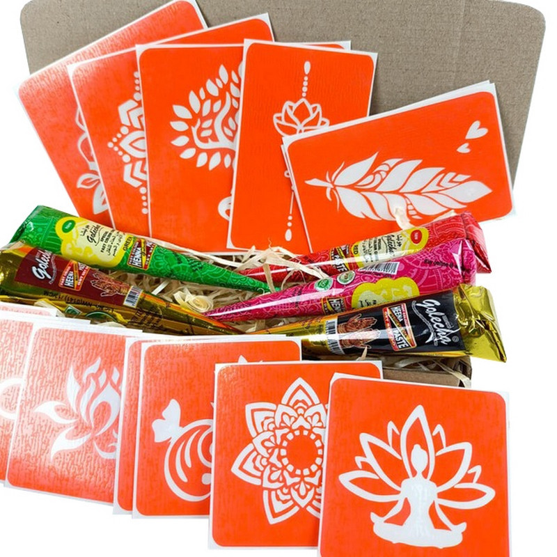 Набір кольорової хни з трафаретами для біо-тату №4 color-henna-set-04 Вінниця - фото 2