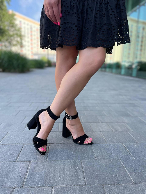 Nivelle Босоніжки жіночі чорні з натуральної замші NIVELLE 1895/9510-9548 на підборах / Зручні Коломыя - изображение 1