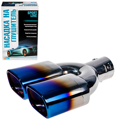 Насадка на глушник НГ-0352 BL d-58х265мм подвійна/нержавіюча сталь Винница - изображение 1