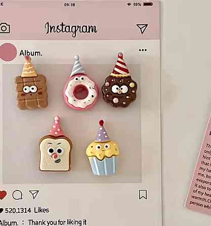 Магниты на холодильник десерты 5 шт милые магниты пончик кекс печенье набор Киев