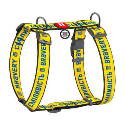 Шлей для собак WAUDOG Nylon анатомическая H-образная с QR-паспортом "Смелость" пластиковый фастекс XL (323-0231) Винница