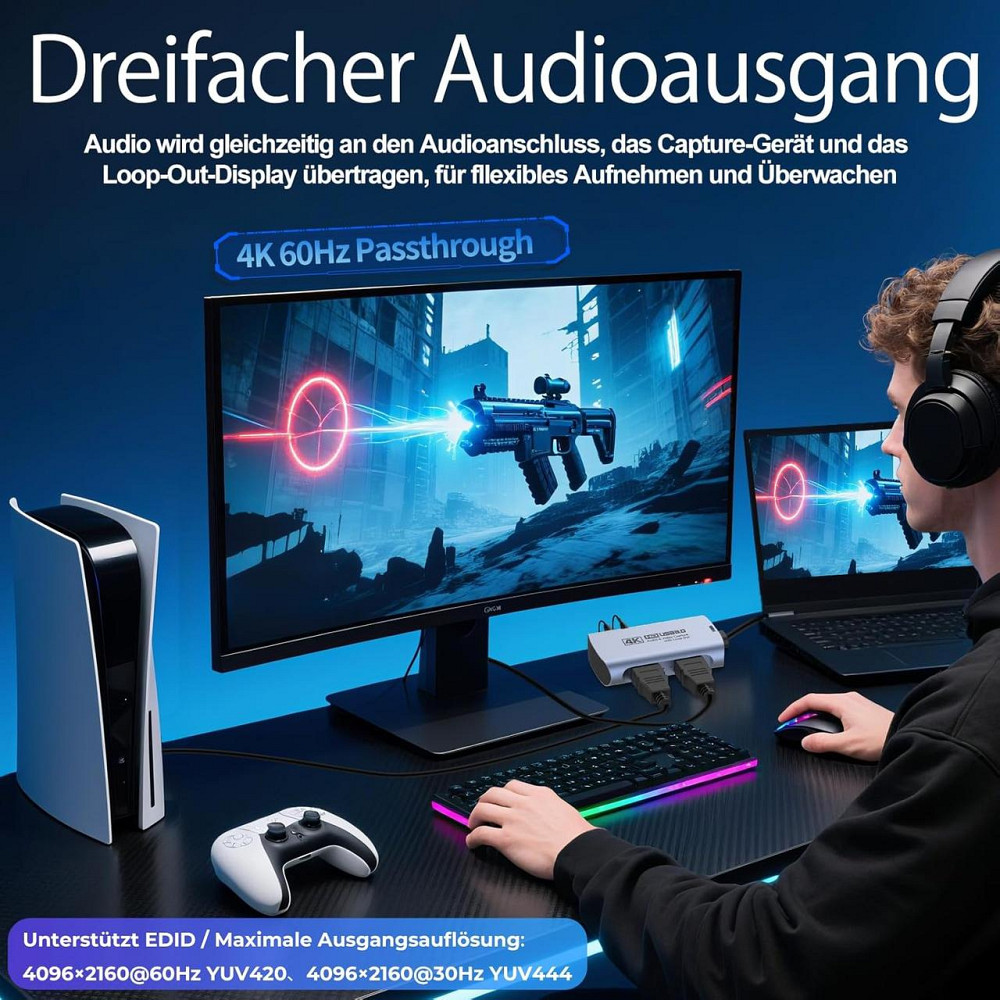 Карта захвата 4K60 / 1080P240 HDMI USB 3.0 на USB‑C/A с аудио входом и микрофонным выходом совместима с Switch Киев - изображение 8