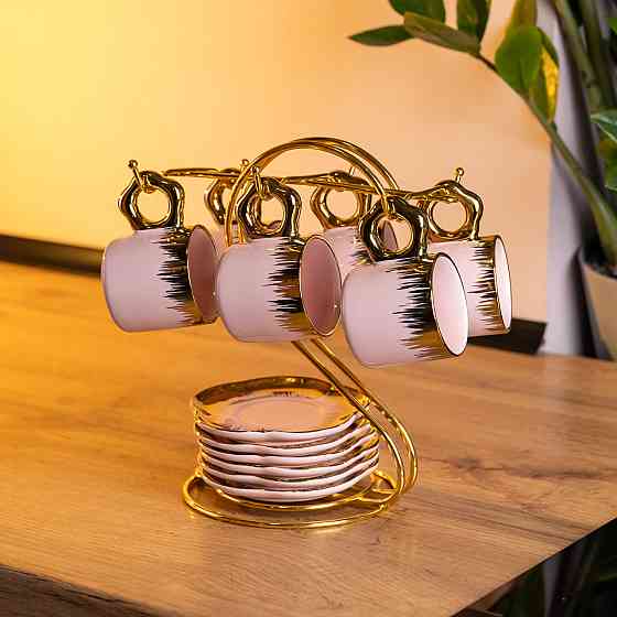 Yiwu Набір чашок для кави на металевій підставці 6 (шт) по 100 (мл) подарунковий кавовий сервіз Коломия