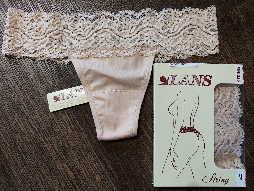 Стринги кружевные хлопок (2шт в уп) Lans 22/030 XL, Бежевый Киев - изображение 3