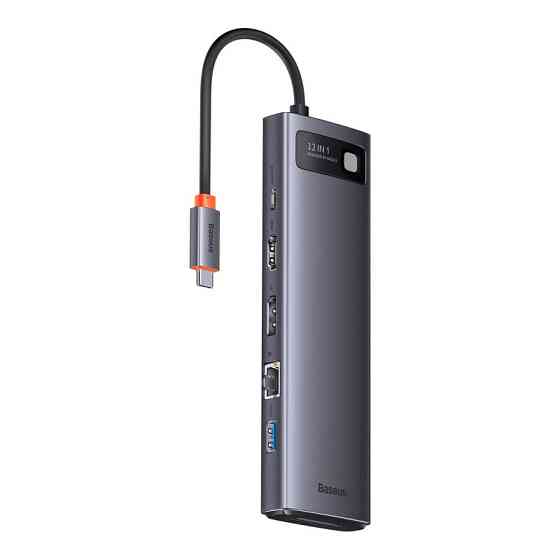 USB-хаб Baseus Metal Gleam Series 12-in-1 Multifunctional Type-C HUB Docking Station Gray Одеса