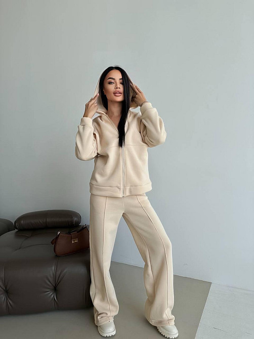 Жіночий теплий прогулянковий костюм двійка: брюки + зіп-худі тринитка на флісі Одеса - фото 19