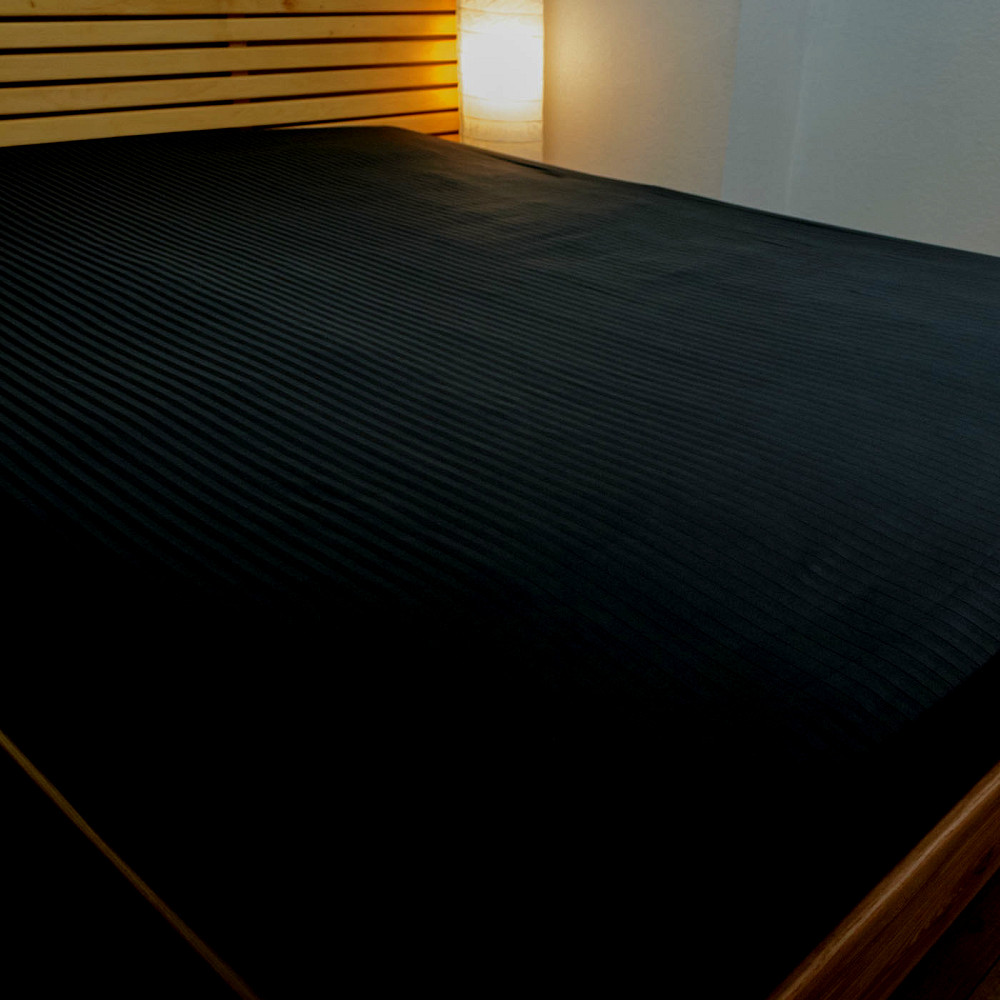 Простынь на резинке евро страйп-сатин 100% хлопок 200х200х35см 125г/м2 (Черный) Сумы - изображение 7