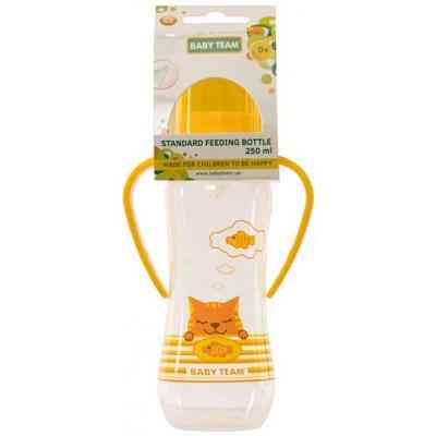 Бутылочка для кормления Baby Team с ручками и силиконовой соской, 250мл 0+ желт (1411_желтый) Винница