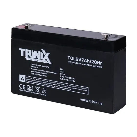 Акумуляторна батарея гелева 6В 7Аг Trinix TGL6V7Ah/20Hr GEL (44-00072) Київ