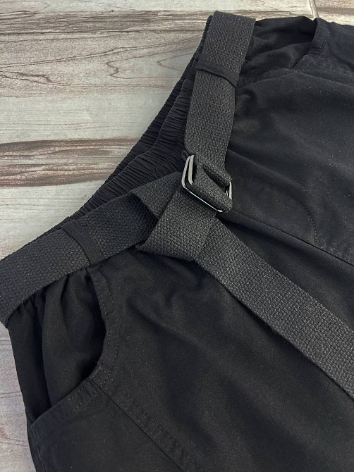 Шорты женские A-N 5701 мом на резинке с ремнем короткие черные, черный, L, L, 85 см, 112 см Киев - изображение 4