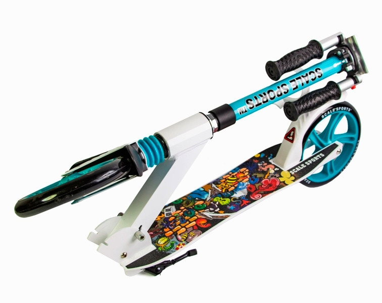 Самокат двухколёсный складной с задним ножным тормозом Scale Sports SS-15 Цвет Tiffany Одесса - изображение 4