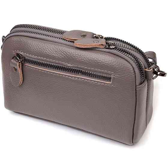 Сумка-клатч в стильном дизайне из натуральной кожи 22099 Vintage Серая Киев