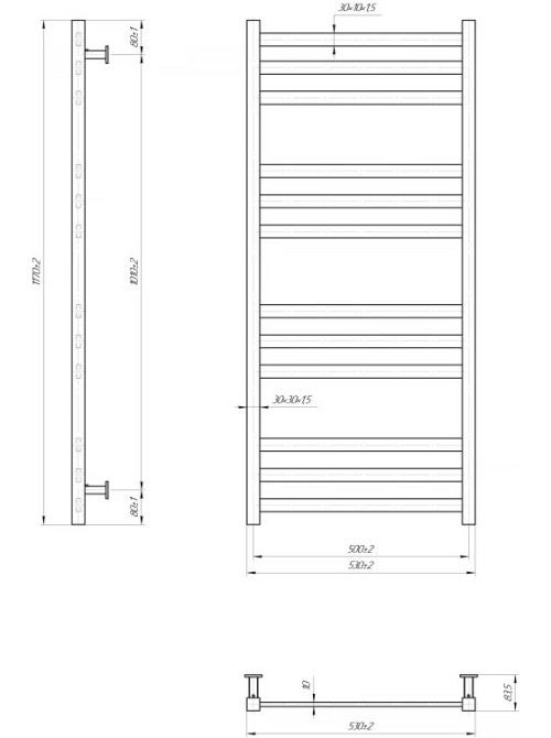 Водяна рушникосушарка Mario INOX Чікаго 1170x530/500 Київ - фото 4