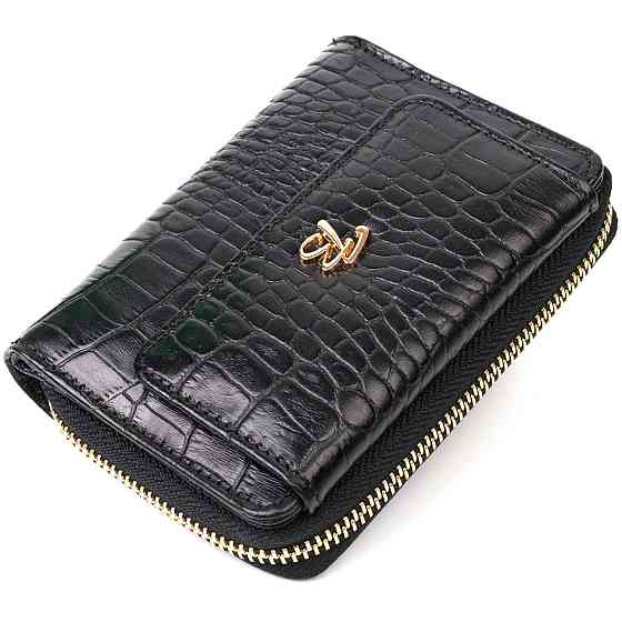 Компактный женский кошелек с вместительной монетницей на молнии из натуральной кожи Tony Bellucci 22014 Черный Киев