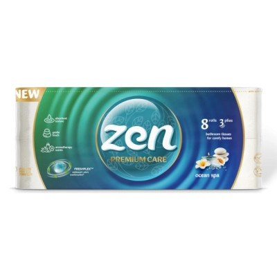 Туалетная бумага Zen Premium Care Ocean SPA 3 слоя 8 рулонов (5944582100077) Винница - изображение 1