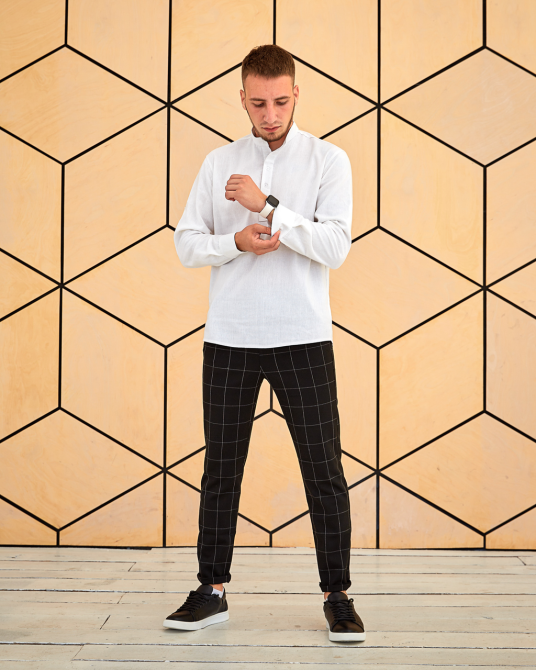 Сорочка чоловіча льон довгий рукав Білий XL Харків - фото 3