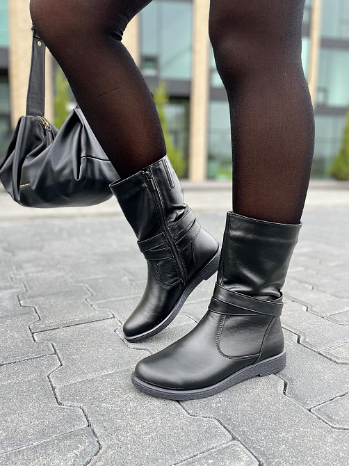 Напівчоботи жіночі ЭММА 01 чорні натуральна шкіра висота 21 см обхват 29-32 см розміри 36-40 (2 Коломыя - изображение 3