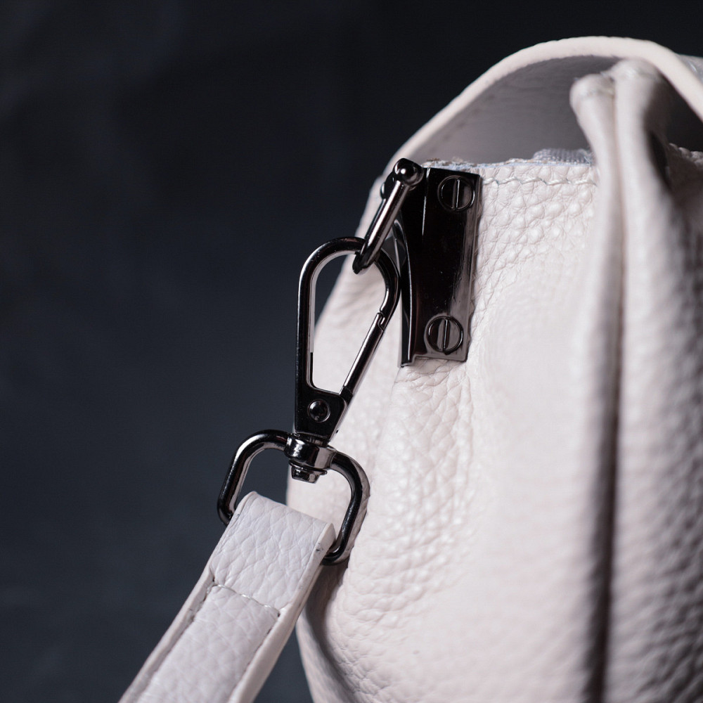 Шкіряна сумка з трикутним клапаном Vintage 22255 Біла Київ - фото 9