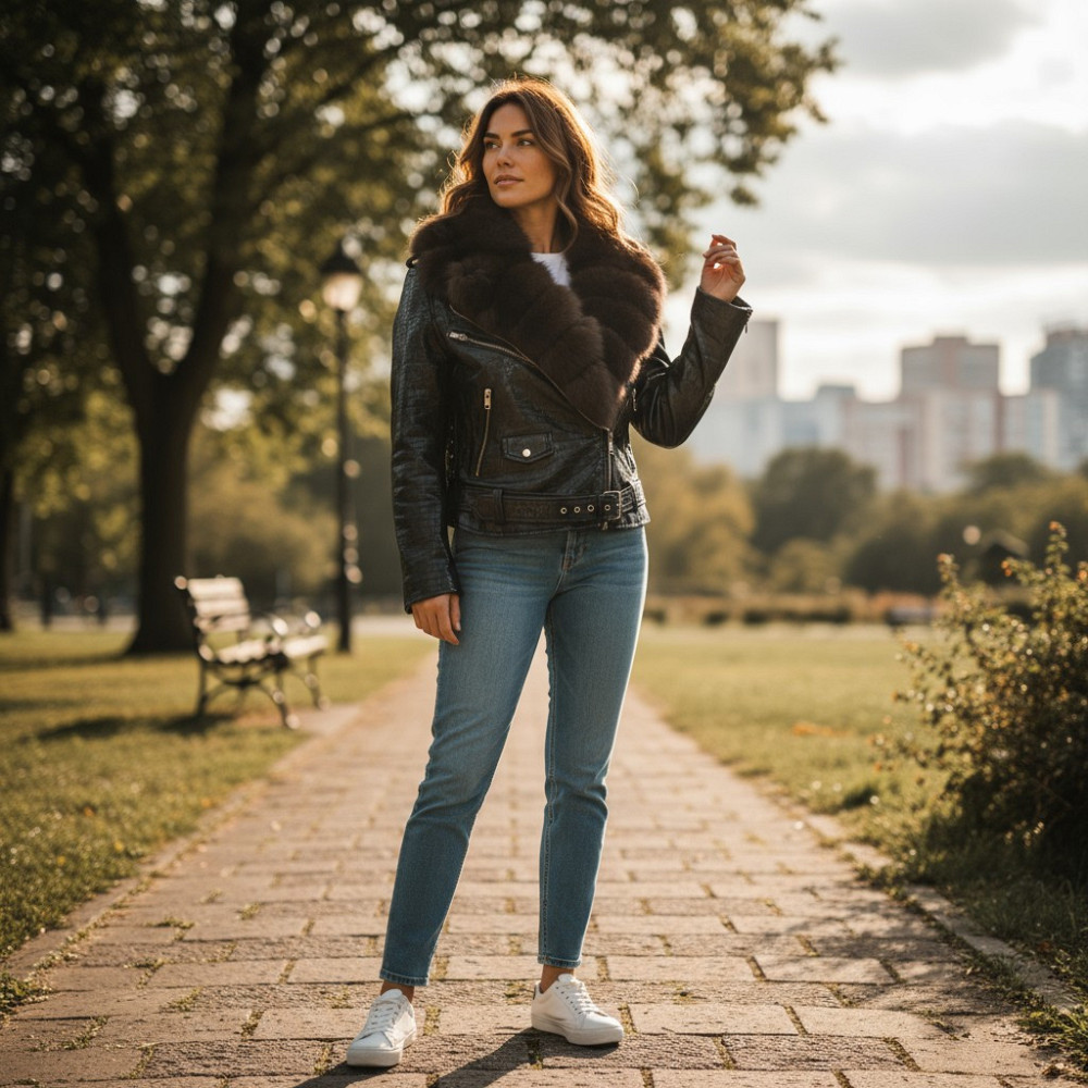 Женская косуха с натуральным мехом песца 44 Харьков - изображение 4