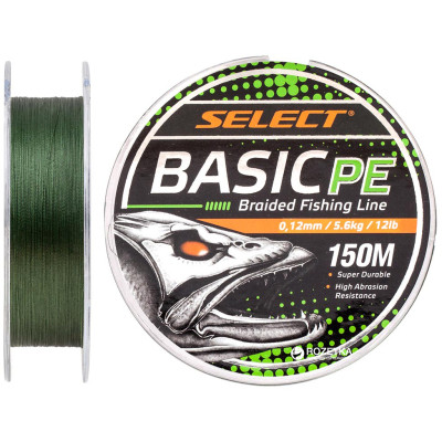 Шнур Select Basic PE 150m Dark Green 0.12mm 12lb/5.6kg (1870.18.22) Вінниця - фото 1