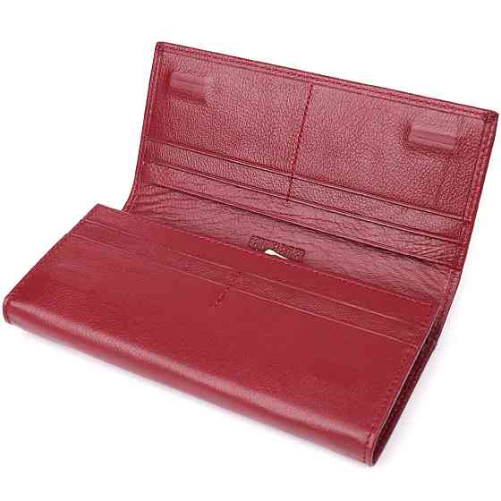 Елегантний гаманець у два складення з натуральної шкіри ST Leather 23065 Бордовий Київ