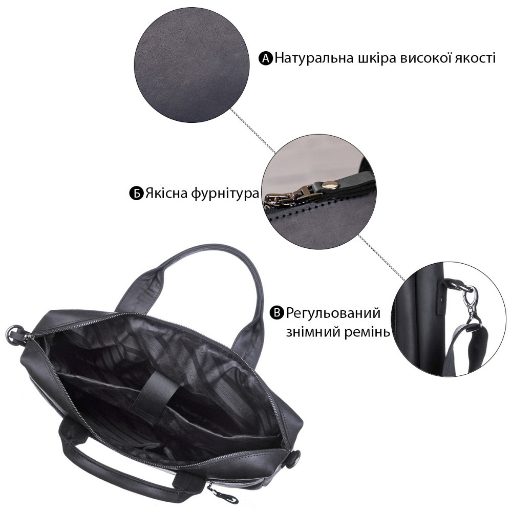 Сумка для ноутбука SHVIGEL 11035 Черная Киев - изображение 4