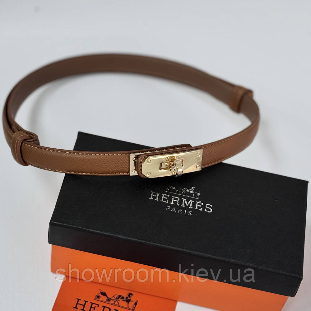 Женский кожаный ремень Hermes Гермес (280-1) коричневый Киев - изображение 1