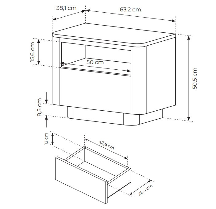 Тумба прикроватная Perfect Home Торро / Torro 1S/63 с 1 ящиком Дуб кремона/черный (PFH-091419) Днепр - изображение 3