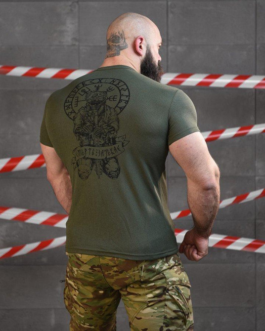 Тактическая потоотводящая футболка SABUR РУНЫ ОЛИВА  ВТ6563 Одесса - изображение 3