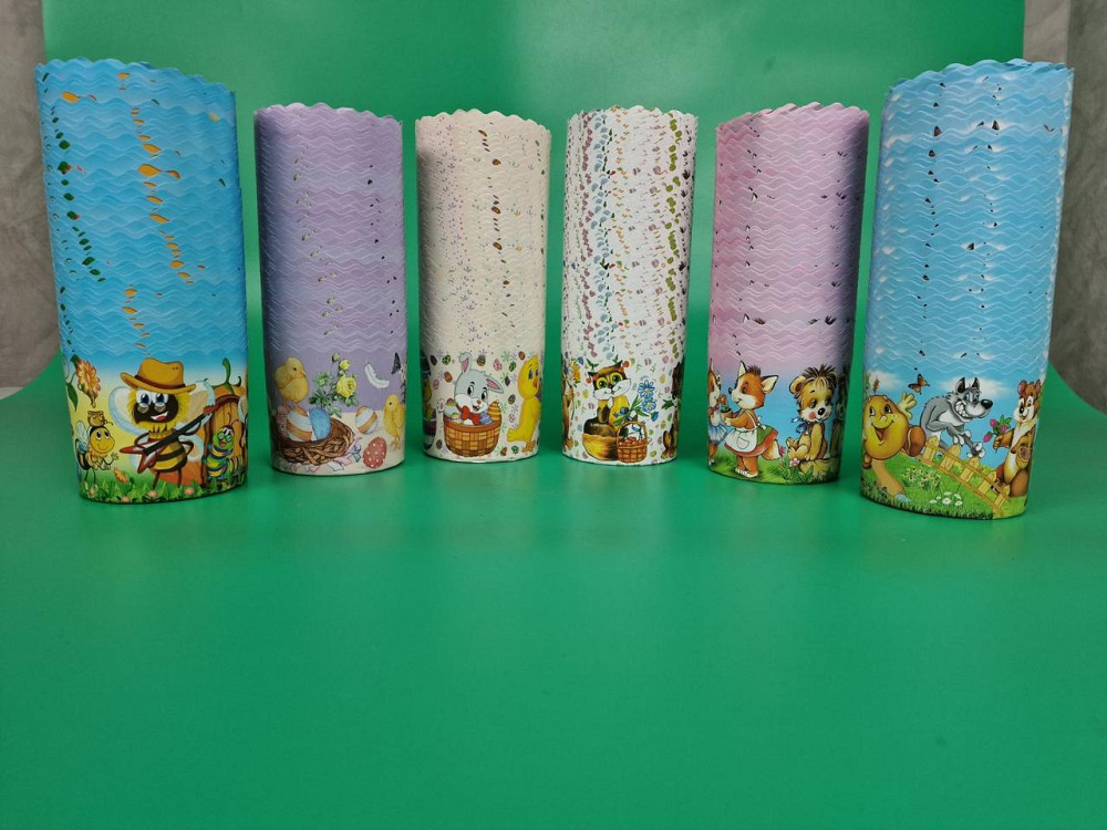 Форми паперові для куліча 85×130 мм «Казкова» 400 г, 50 шт/упаковка, для великодньої випічки Харків - фото 1