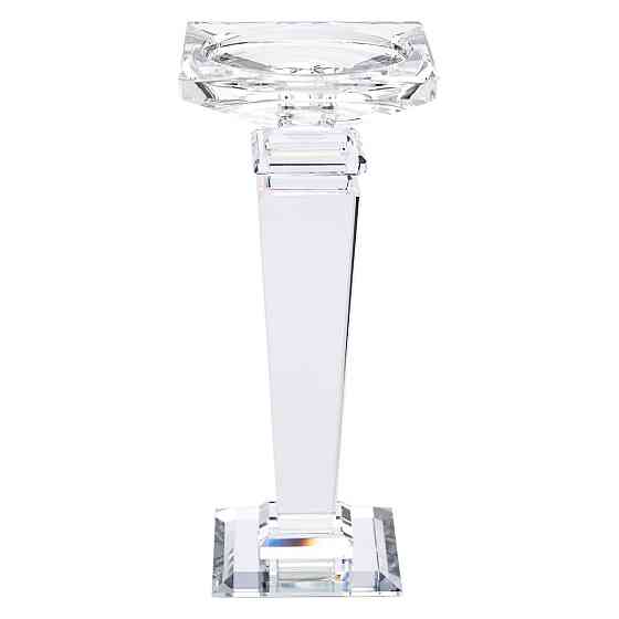 Підсвічник скляний на високій ніжці 9.5×9.5×22.5 см декоративний прозорий HP-4-53M Коломия