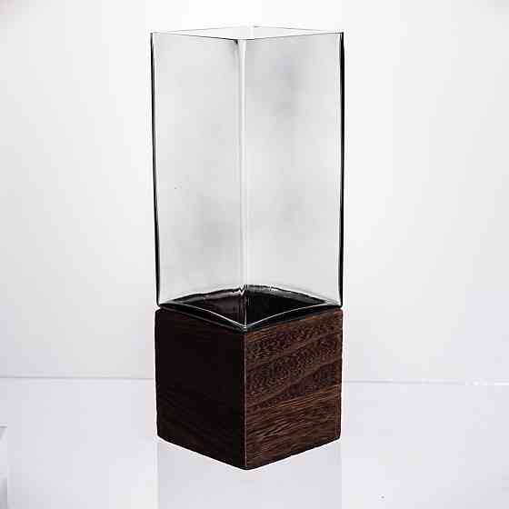 Квадратна скляна ваза для квітів 30 см Київ