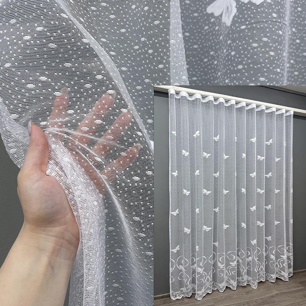 Тюль жакард "Метелики" колір білий 1560т Київ - фото 1