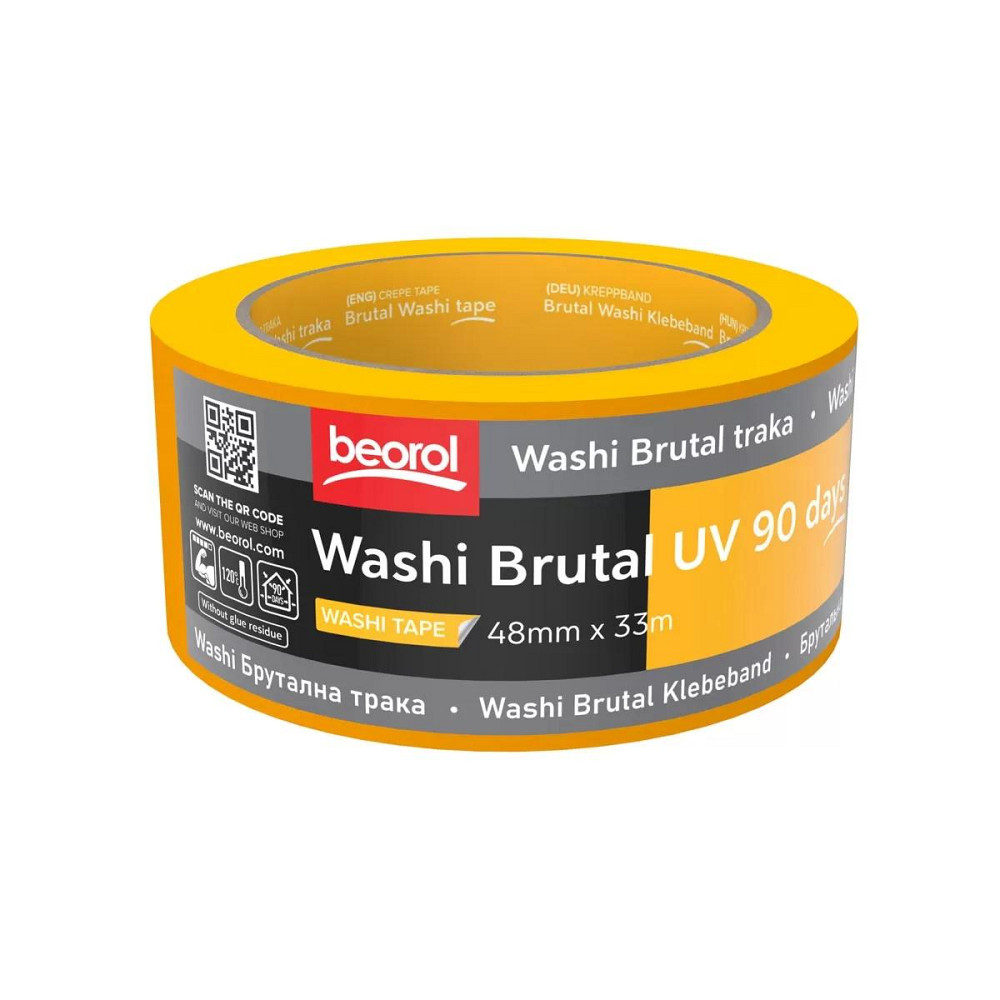 Малярна стрічка BEOROL BRUTAL 90 днів UV Washi Paper 48 мм*33 м Киев - изображение 3