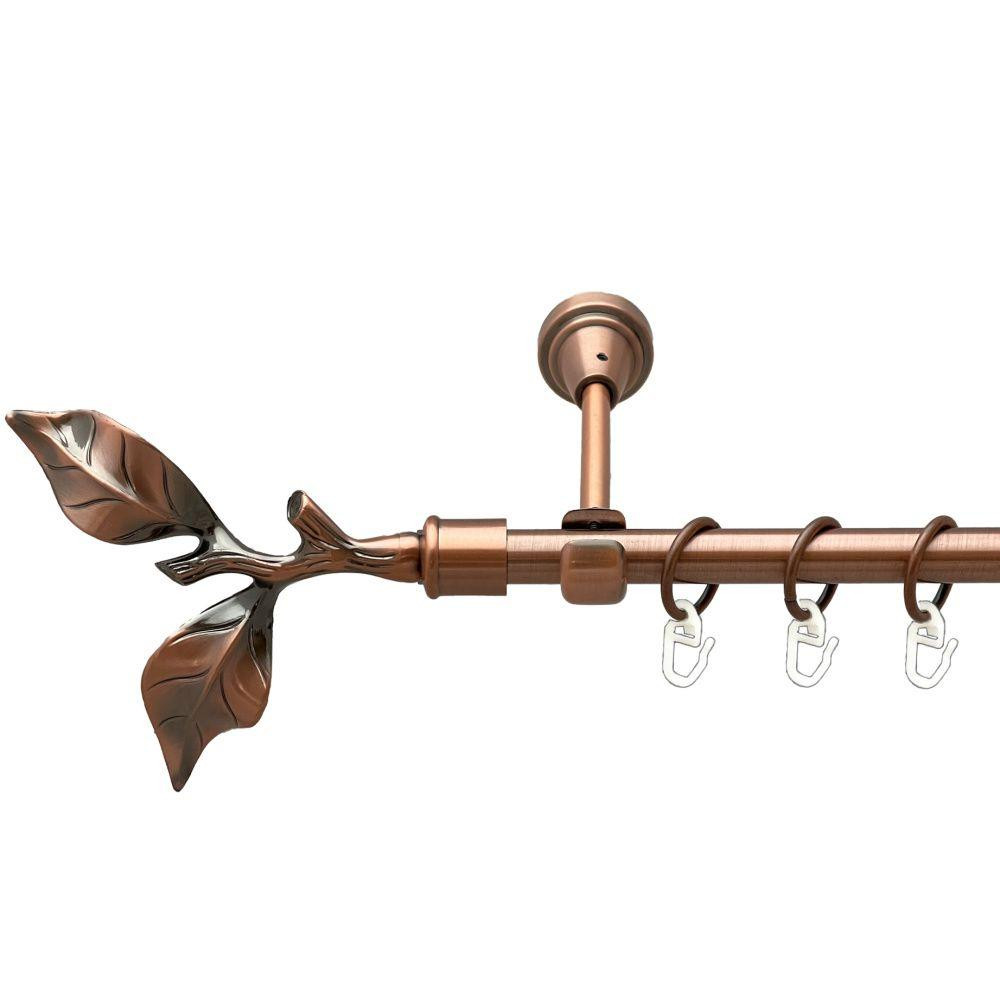 Карниз Orvit Листок Троянди металевий однорядний відкритий гладка труба кільце металеве Мідь 16 мм 140 см (00-00019343) Львів - фото 1