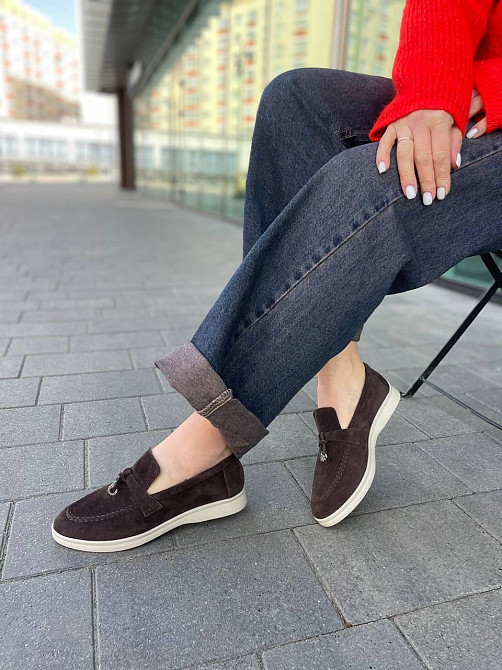 ALLSY Лоферы женские ALLSY коричневые натуральная замша плоская подошва размер 36-40 (340-3041- Коломыя - изображение 3