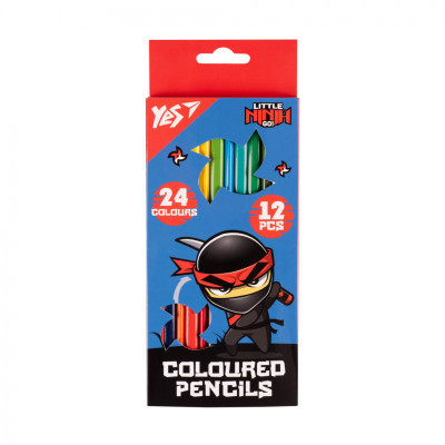 Олівці кольорові Yes Ninja (синьо червоний), двосторонні 12 шт. 24 кол (290749) Вінниця - фото 1