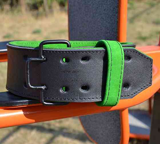 Пояс для важкої атлетики MadMax MFB-302 Quick Release Belt шкіряний Black/Green XL Кам'янське